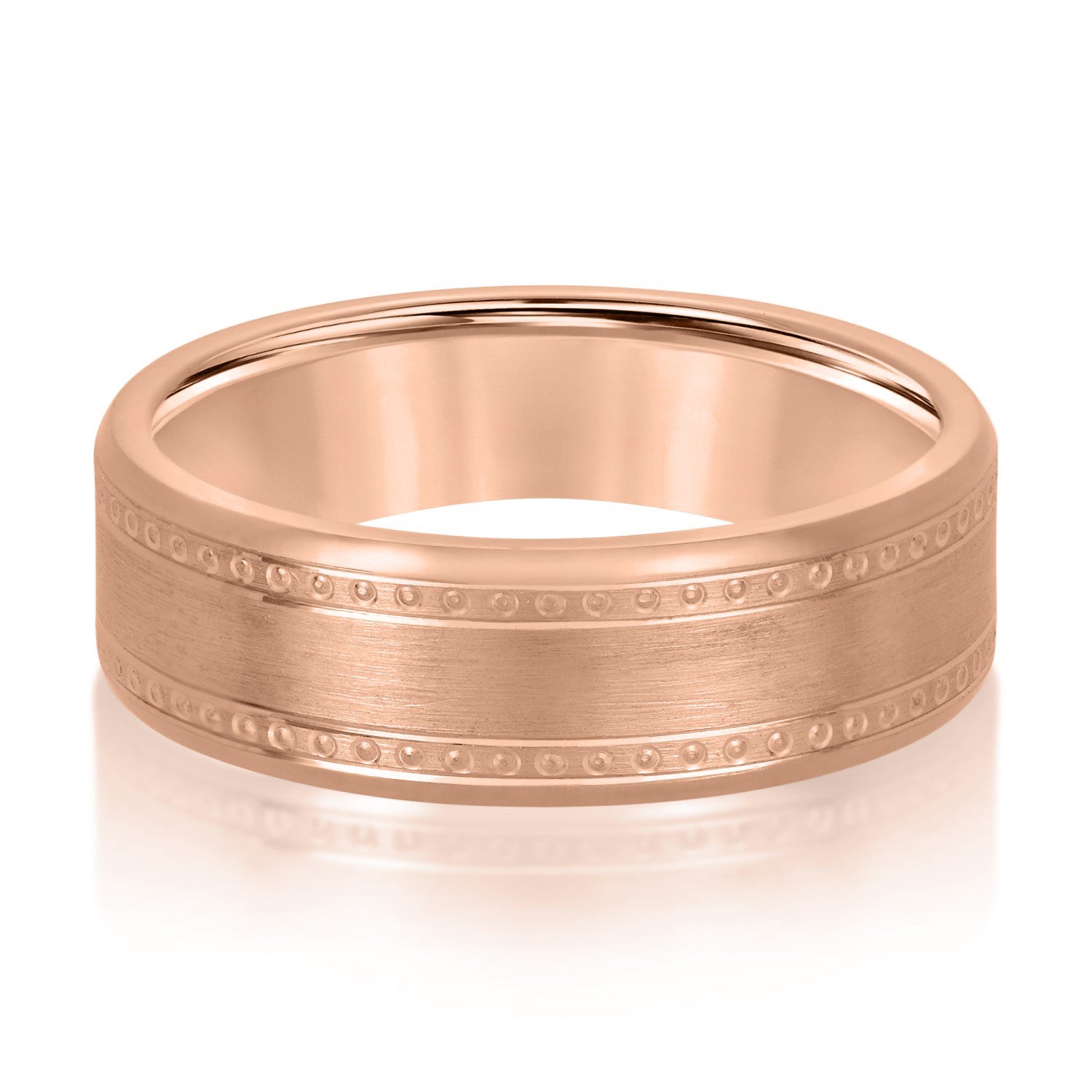 Men's Center Brushed Double Grooved Comfort-fit Wedding Band-VIRABYANI